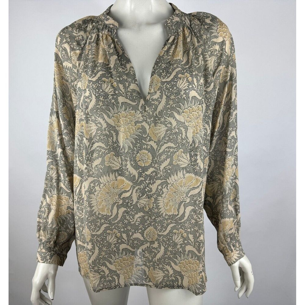 Vince Silk Georgette Blouses Women S EUC Long Sleeve Floral V-neck Lightweight